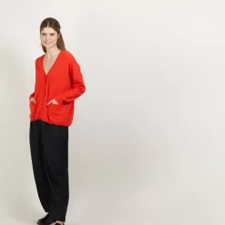 Maison Montagut Vestes Et Gilets>Cardigan Col V En Cachemire - Brune