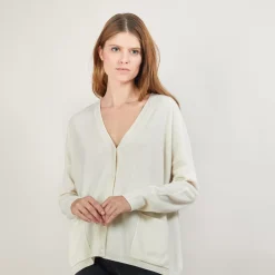 Maison Montagut Vestes Et Gilets>Cardigan Col V En Cachemire - Brune