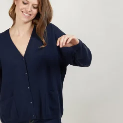 Maison Montagut Vestes Et Gilets>Cardigan Col V En Cachemire - Brune