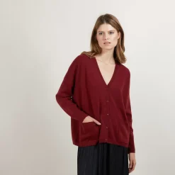 Maison Montagut Vestes Et Gilets>Cardigan Col V En Cachemire - Brune