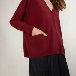 Maison Montagut Vestes Et Gilets>Cardigan Col V En Cachemire - Brune