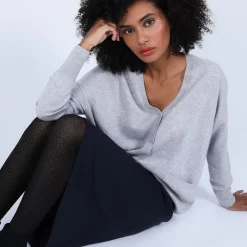 Maison Montagut Vestes Et Gilets>Cardigan Col V En Cachemire - Brune