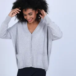 Maison Montagut Vestes Et Gilets>Cardigan Col V En Cachemire - Brune