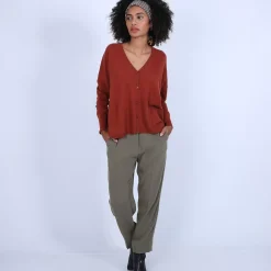 Maison Montagut Vestes Et Gilets>Cardigan Col V En Cachemire - Brune