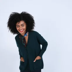 Maison Montagut Vestes Et Gilets>Cardigan Col V En Cachemire - Brune