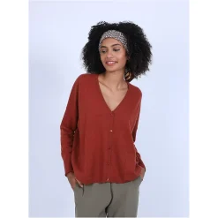 Maison Montagut Vestes Et Gilets>Cardigan Col V En Cachemire - Brune