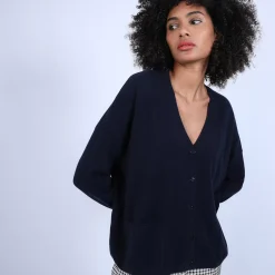 Maison Montagut Vestes Et Gilets>Cardigan Col V En Cachemire - Brune