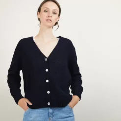 Maison Montagut Pulls>Cardigan Col V En Laine Et Soie - Bilan