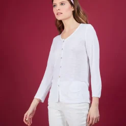 Maison Montagut Vestes Et Gilets>Cardigan En Lin Flamme - Bao