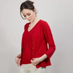 Maison Montagut Vestes Et Gilets>Cardigan En Lin Flamme - Bao