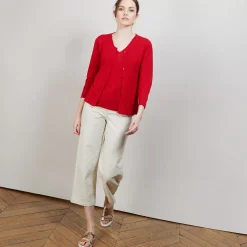 Maison Montagut Vestes Et Gilets>Cardigan En Lin Flamme - Bao
