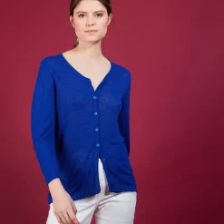 Maison Montagut Vestes Et Gilets>Cardigan En Lin Flamme - Bao