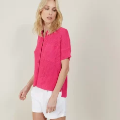 Maison Montagut T-Shirts>Chemise Ample En Cotes Plates - Molly