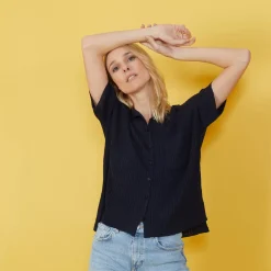 Maison Montagut T-Shirts>Chemise Ample En Cotes Plates - Molly