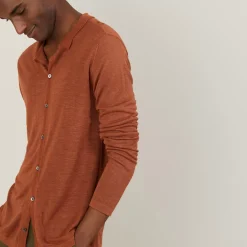 Maison Montagut Chemises>Chemise Boutonnee En Lin Flamme - Blason