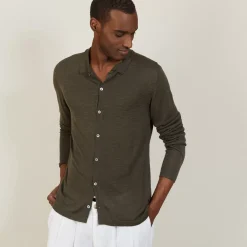 Maison Montagut Chemises>Chemise Boutonnee En Lin Flamme - Blason