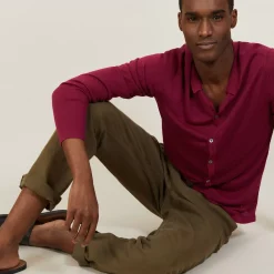 Maison Montagut Chemises>Chemise Boutonnee En Lin Flamme - Blason