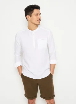 Maison Montagut Chemises>Chemise Col Tunisien En Lin - Romeo