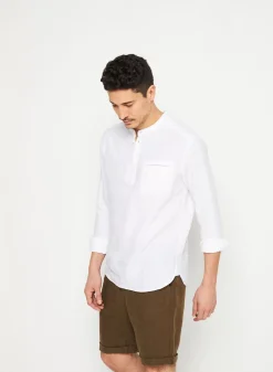 Maison Montagut Chemises>Chemise Col Tunisien En Lin - Romeo