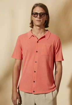 Maison Montagut Chemises>Chemise Manches Courtes En Coton Brosse - Dominique