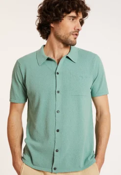 Maison Montagut Chemises>Chemise Manches Courtes En Coton Brosse - Dominique