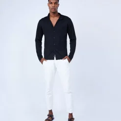 Maison Montagut Chemises>Chemise Manches Longues En Fil Lumiere - Lazar Noir