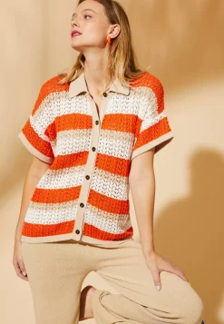 Maison Montagut T-Shirts>Chemisier Ajoure En Coton Bio - Merlin