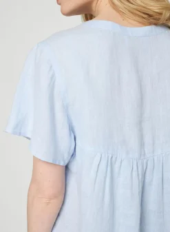 Maison Montagut T-Shirts>Chemisier Col Tunisien En Lin - Tonnie