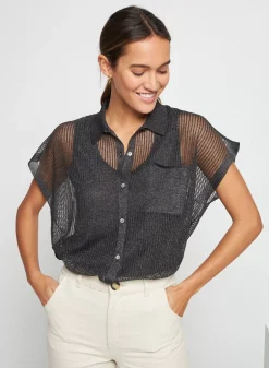 Maison Montagut T-Shirts>Chemisier Manches Courtes Effet Irrise - Stacy
