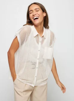 Maison Montagut T-Shirts>Chemisier Manches Courtes Effet Irrise - Stacy