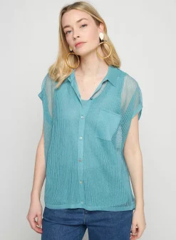 Maison Montagut T-Shirts>Chemisier Manches Courtes Effet Irrise - Stacy