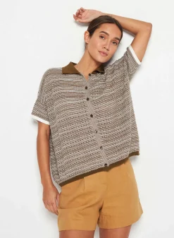 Maison Montagut T-Shirts>Chemisier Manches Courtes En Coton Bio - Sierita