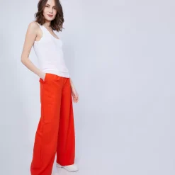 Maison Montagut T-Shirts>Debardeur Col Rond En Lin Flamme - Java