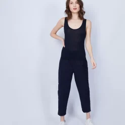 Maison Montagut T-Shirts>Debardeur Col Rond En Lin Flamme - Java