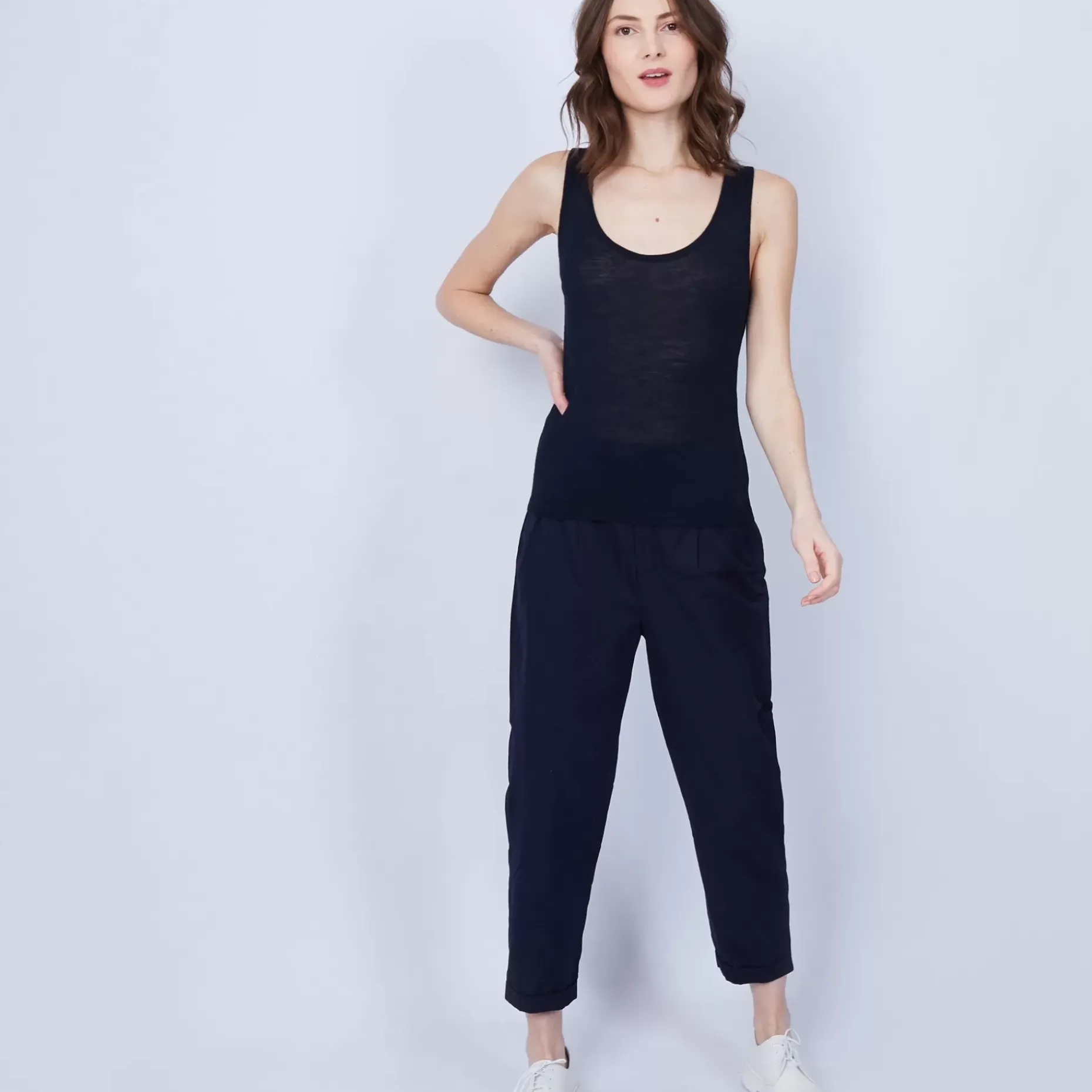Maison Montagut T-Shirts>Debardeur Col Rond En Lin Flamme - Java