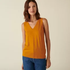 Maison Montagut Débardeurs>Debardeur Col V A Point Jersey En Laine Merinos - Atta