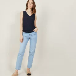 Maison Montagut T-Shirts>Debardeur Col V En Lyocell - Blou