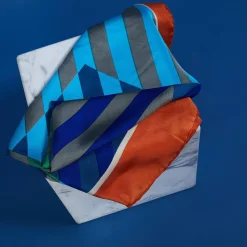 Maison Montagut Accessoires>Foulard 100% Soie - Florine Bleu Moyen