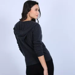 Maison Montagut Vestes Et Gilets>Gilet A Capuche En Cachemire - Orus Gris Fonce
