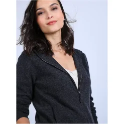 Maison Montagut Vestes Et Gilets>Gilet A Capuche En Cachemire - Orus Gris Fonce