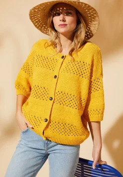 Maison Montagut Vestes Et Gilets>Gilet Ajoure En Coton Et Lin - Maylisse