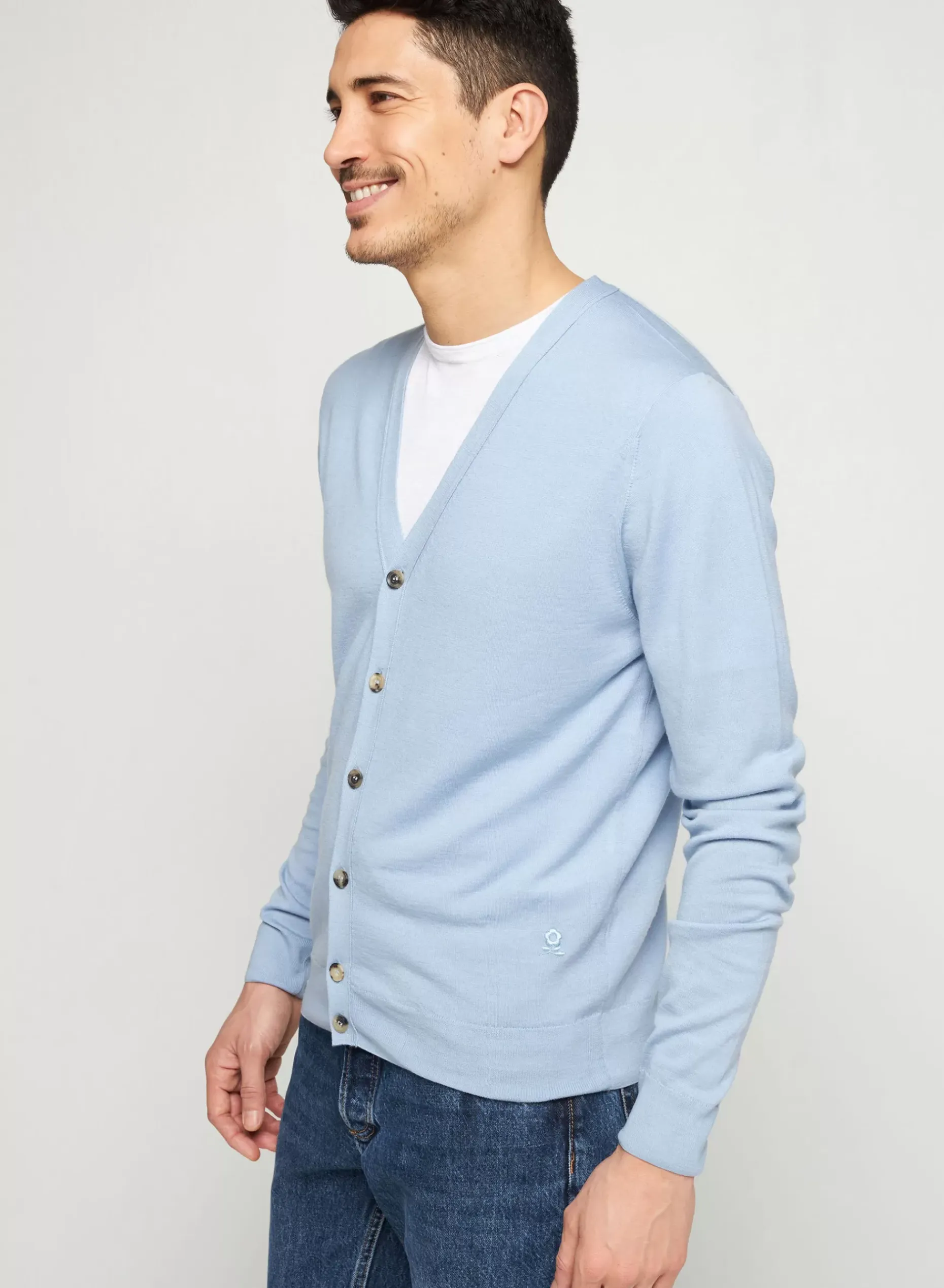 Maison Montagut Vestes Et Gilets>Gilet Boutonne Avec Logo En Laine Merinos - Etienne