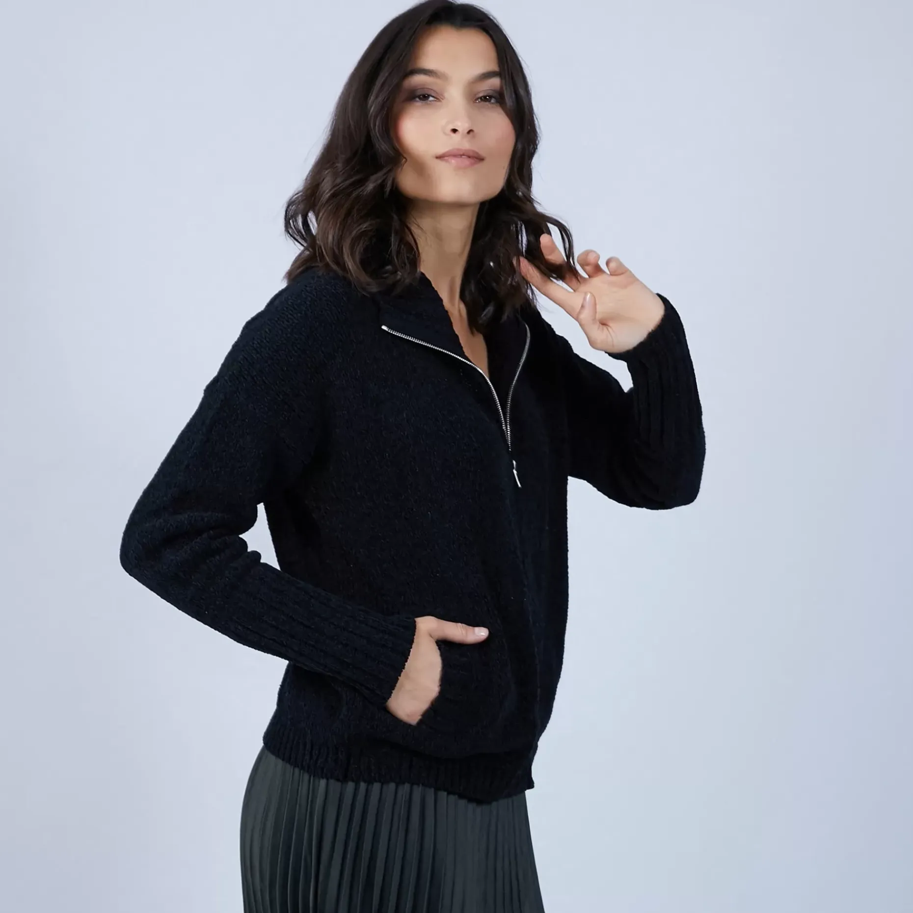 Maison Montagut Vestes Et Gilets>Gilet Col Montant En Soie Laine Velours - Bresil