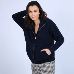 Maison Montagut Vestes Et Gilets>Gilet Col Montant En Soie Laine Velours - Bresil