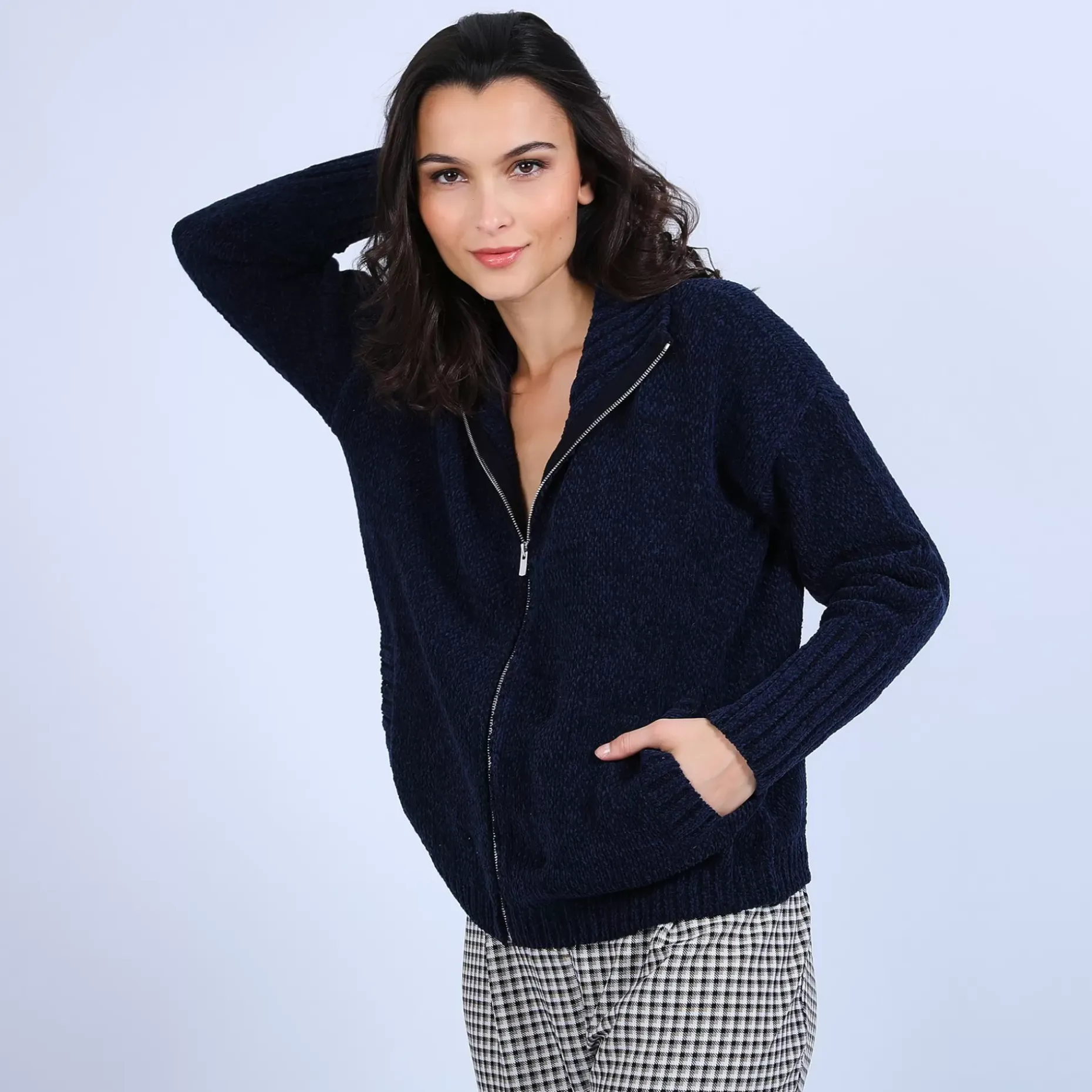 Maison Montagut Vestes Et Gilets>Gilet Col Montant En Soie Laine Velours - Bresil