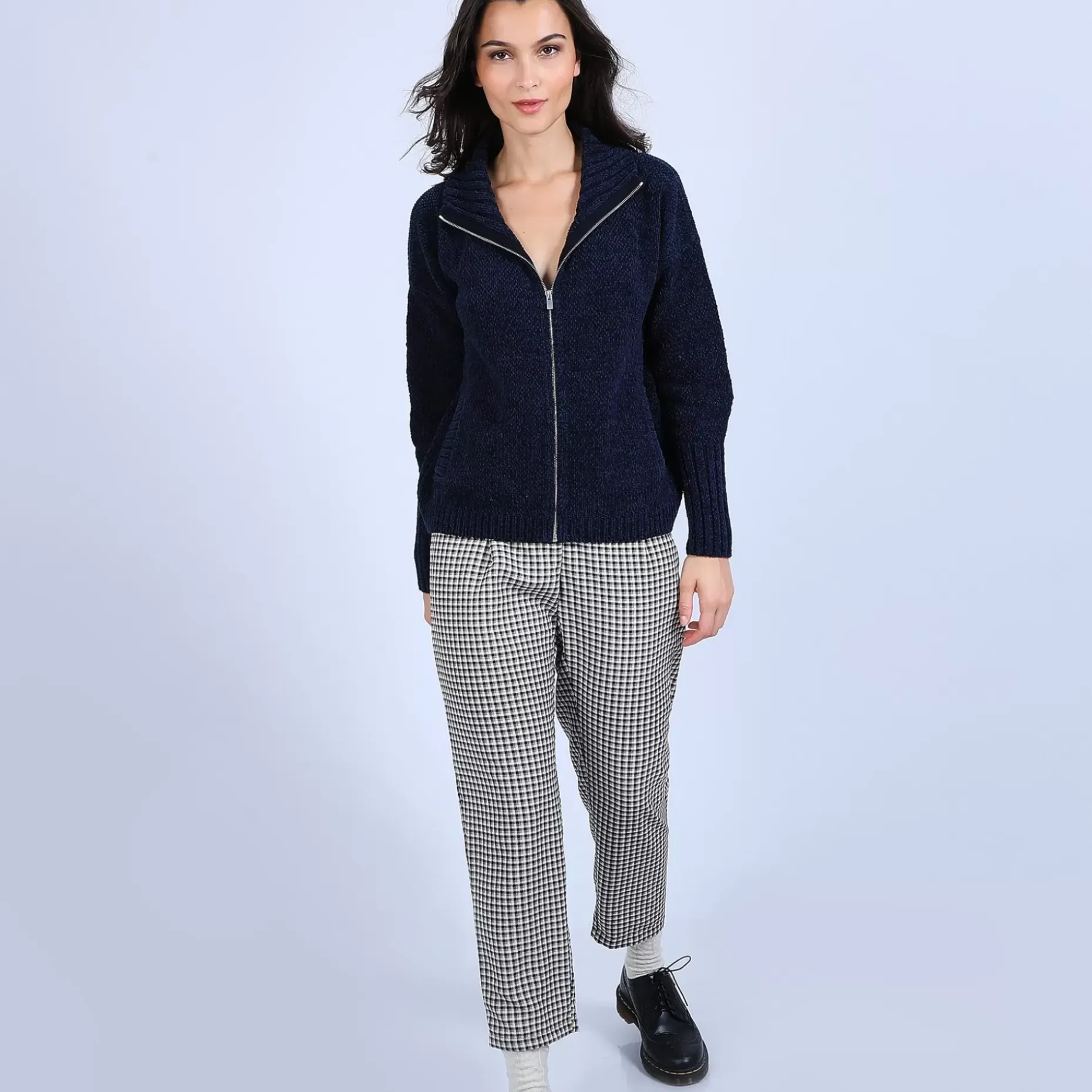 Maison Montagut Vestes Et Gilets>Gilet Col Montant En Soie Laine Velours - Bresil