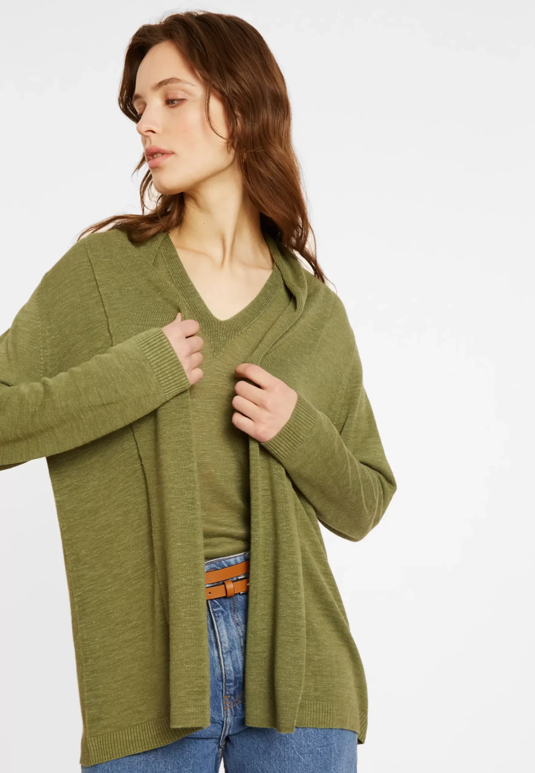 Maison Montagut Vestes Et Gilets>Gilet En Lin Flamme Col Chale - Maelle