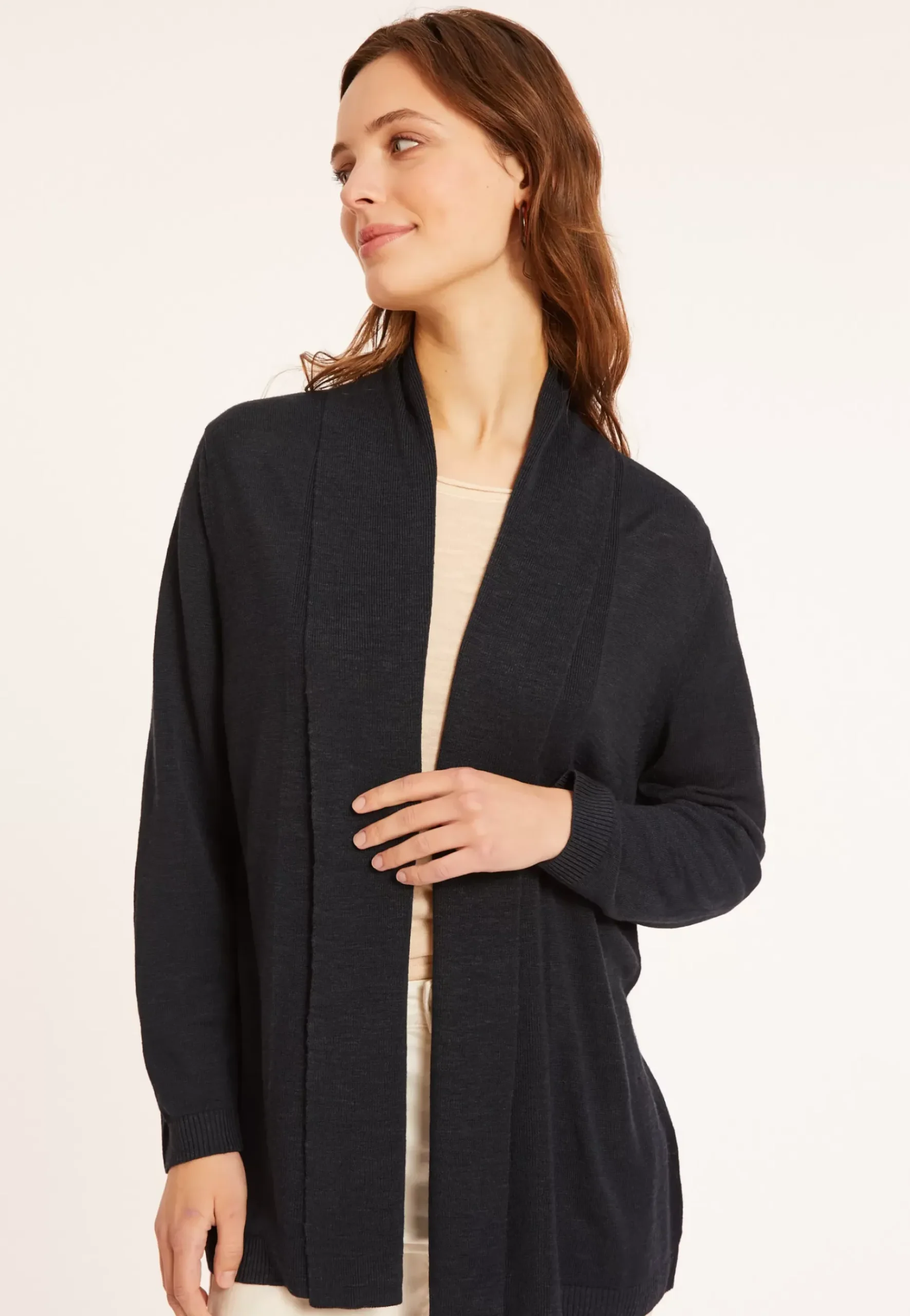 Maison Montagut Vestes Et Gilets>Gilet En Lin Flamme Col Chale - Maelle