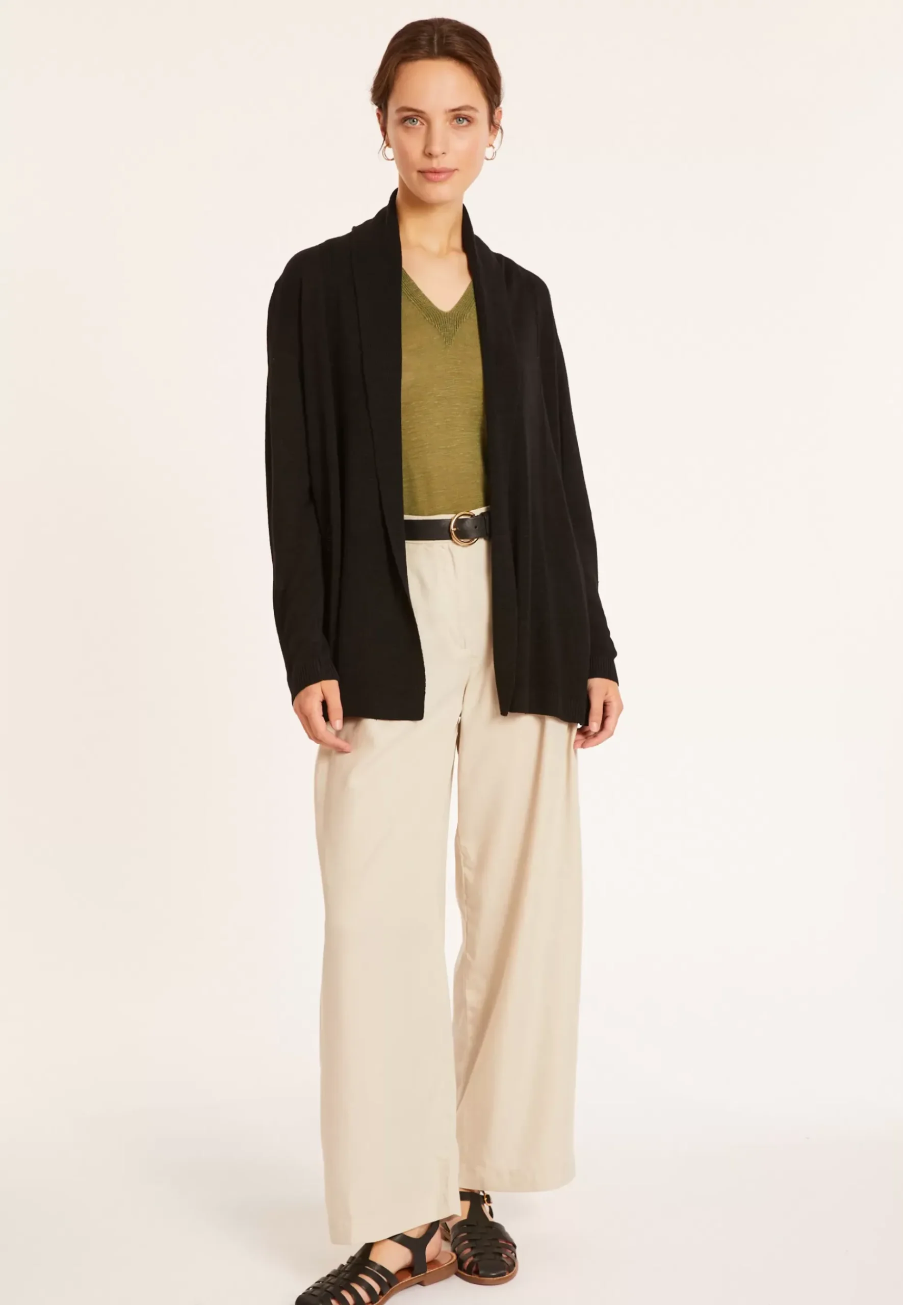 Maison Montagut Vestes Et Gilets>Gilet En Lin Flamme Col Chale - Maelle