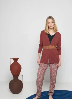 Maison Montagut Vestes Et Gilets>Gilet Long Avec Poches En Lin Flamme - Tabata